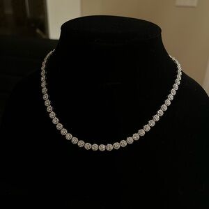 White and silver necklace with rhinestones